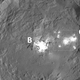 A view of Occator Crater showing Cerealia Facula (B) and Vinalia Faculae (C).